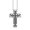 Colliers | Zancan Gioielli Zancan Silver Necklace With Cross Pendant And Black Stones.