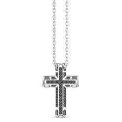 Colliers | Zancan Gioielli Zancan Silver Necklace With Cross Pendant And Black Stones.