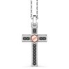 Colliers | Zancan Gioielli Zancan Silver Necklace With Cross Pendant, Rose Gold Screw And Black Stones.