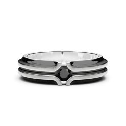 Bagues | Zancan Gioielli Zancan Silver Band Ring With Black Stone. 18