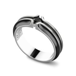 Bagues | Zancan Gioielli Zancan Silver Band Ring With Black Stone. 18