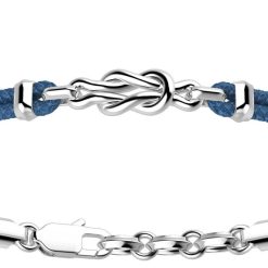 Bracelets | Zancan Gioielli Zancan Kevlar Bracelet With Silver Knot. Bleu Aviateur