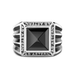 Bagues | Zancan Gioielli Zancan Silver Ring With Inscription In Latin And Onyx. 18