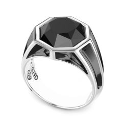 Bagues | Zancan Gioielli Zancan Silver Signet Ring With Onyx Stone. 18