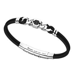 Bracelets | Zancan Gioielli Black Kevlar Bracelet With Central Tag With Black Spinels.