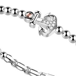 Bracelets | Zancan Gioielli Zancan Silver Bracelet With Spheres And Anchor And White Stones. Classique