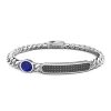 Bracelets | Zancan Gioielli Zancan Silver Curb Chain Bracelet With Tag And Blue Stone.