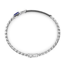 Bracelets | Zancan Gioielli Zancan Silver Curb Chain Bracelet With Tag And Blue Stone.