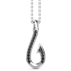 Colliers | Zancan Gioielli Zancan Silver Necklace With Hook Pendant And Black Stones.