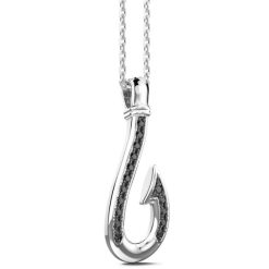 Colliers | Zancan Gioielli Zancan Silver Necklace With Hook Pendant And Black Stones.