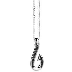 Colliers | Zancan Gioielli Zancan Silver Necklace With Hook Pendant And Black Stones.