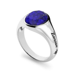 Bagues | Zancan Gioielli Zancan Round Silver Signet Ring With Lapis Lazuli. 18