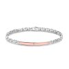 Bracelets | Zancan Gioielli Zancan Silver Curb Chain Bracelet With Tag And Rose Gold Inserts.