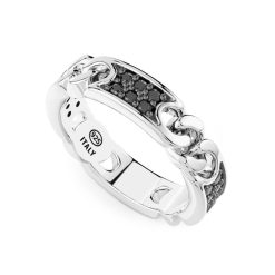 Bagues | Zancan Gioielli Bague Zancan En Argent Maille Gourmette Avec Pierres Naturelles. Noir