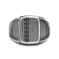 Bagues | Zancan Gioielli Zancan Burnished Silver And Black Stone Signet Ring. 18