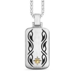 Colliers | Zancan Gioielli Zancan Silver Necklace With Tag Pendant And Tribal Motif.