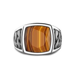 Bagues | Zancan Gioielli Zancan Silver Ring With Tiger'S Eye Stone. 18