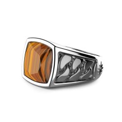 Bagues | Zancan Gioielli Zancan Silver Ring With Tiger'S Eye Stone. 18