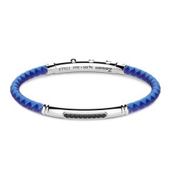 Bracelets | Zancan Gioielli Zancan Silicone Bracelet With Silver Tag And Black Stones. Bleu