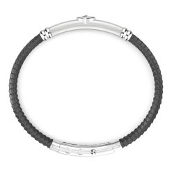 Bracelets | Zancan Gioielli Zancan Black Silicone Bracelet With Silver Tag. Noir