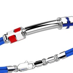 Bracelets | Zancan Gioielli Zancan Kevlar Bracelet With Nautical Flags And Silver Tag. Bleu Clair