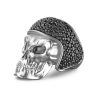 Bagues | Zancan Gioielli Zancan Silver Biker Skull Ring With Black Stones. 18