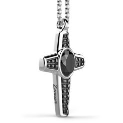 Colliers | Zancan Gioielli Zancan Silver Necklace With Cross Pendant And Black Stone.