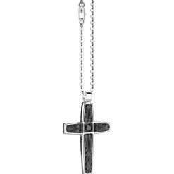 Colliers | Zancan Gioielli Zancan Silver Necklace With Cross Pendant And Black Stones.