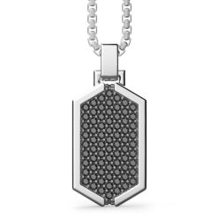 Colliers | Zancan Gioielli Zancan Silver Necklace With Tag Pendant Studded With Black Stones.