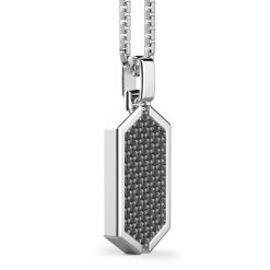 Colliers | Zancan Gioielli Zancan Silver Necklace With Tag Pendant Studded With Black Stones.