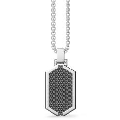 Colliers | Zancan Gioielli Zancan Silver Necklace With Tag Pendant Studded With Black Stones.