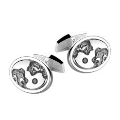 Boutons De Manchette | Zancan Gioielli Zancan Silver Cufflinks With Black Stone.