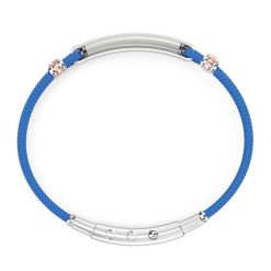 Bracelets | Zancan Gioielli Bracelet Zancan En Kevlar Avec Plaque Et Pierres Noires. Bleu Clair