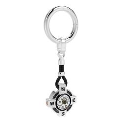 Porte-Cles | Zancan Gioielli Zancan Silver Keychain With White Compass.