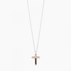 Colliers | Zancan Gioielli Zancan White Gold Necklace With Cross And Diamonds.