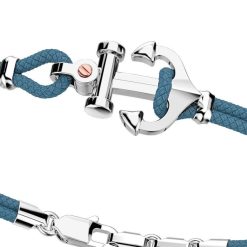 Bracelets | Zancan Gioielli Zancan Kevlar Bracelet With Silver Anchor And Rose Gold Screw. Bleu Aviateur