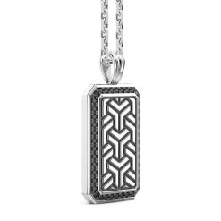 Colliers | Zancan Gioielli Zancan Silver Necklace With Tag Pendant And Black Stones.