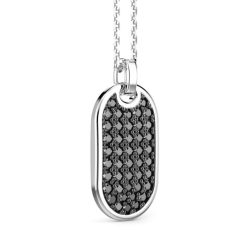 Colliers | Zancan Gioielli Collier Zancan En Argent Avec Pendentif Plaque Et Pierres Noires.