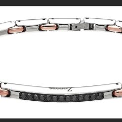 Bracelets | Zancan Gioielli Zancan Steel Bracelet With Black Stones.